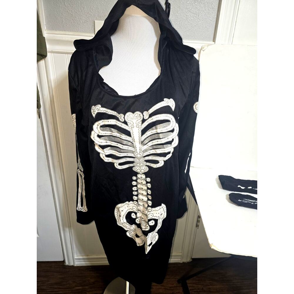 Spirit Skeleton Dress Costume, Black, Adult Size XL Halloween - Picture 4 of 10